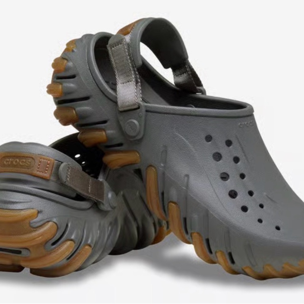 CROCS echo gum Ro clog in Slate Grey Clog with Brown Outsole Accents